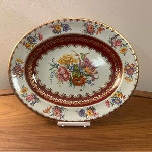 Vintage Daher Decorated Ware Floral Tin Platter Made in England